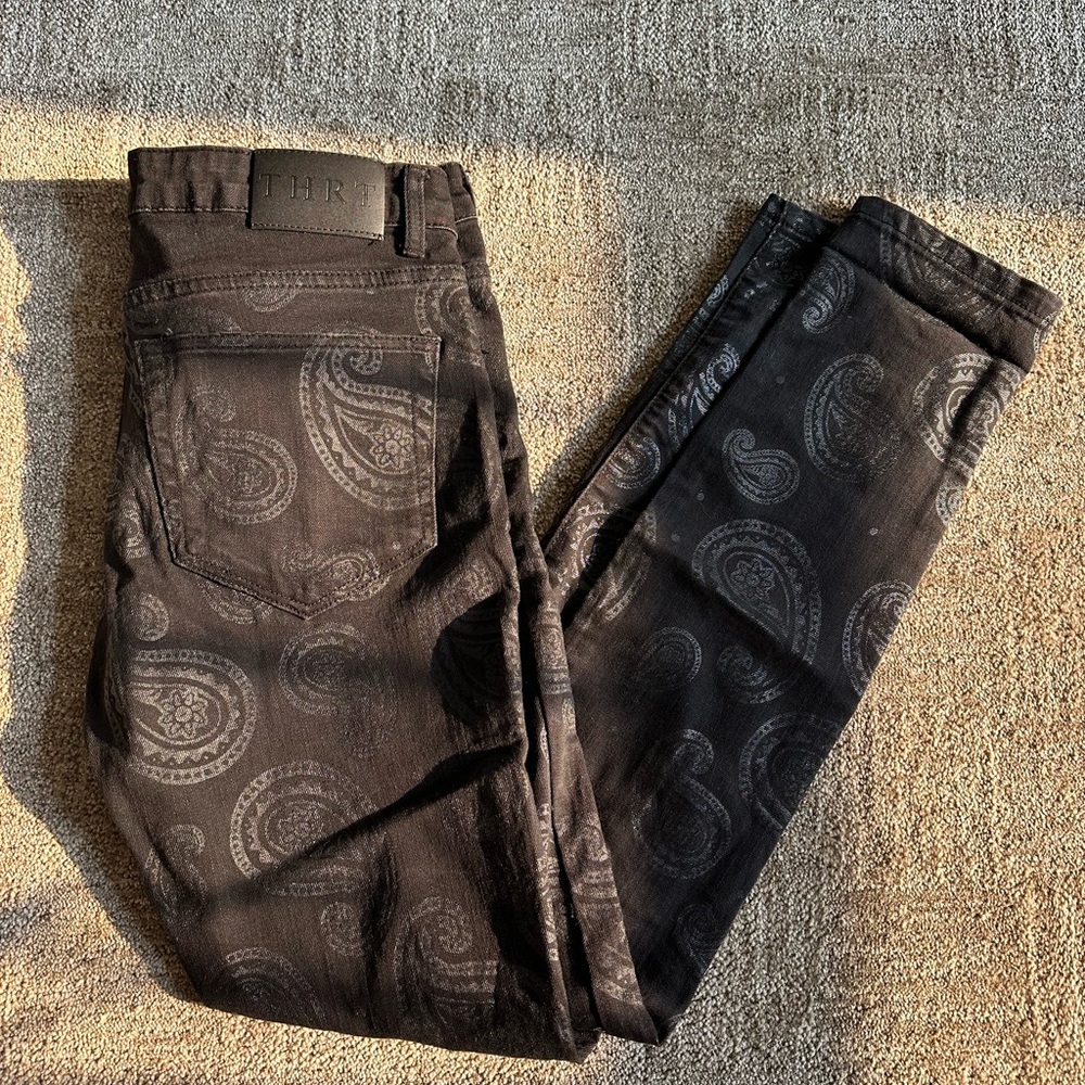 THRT Black Paisley Skinny Jeans - Size 34